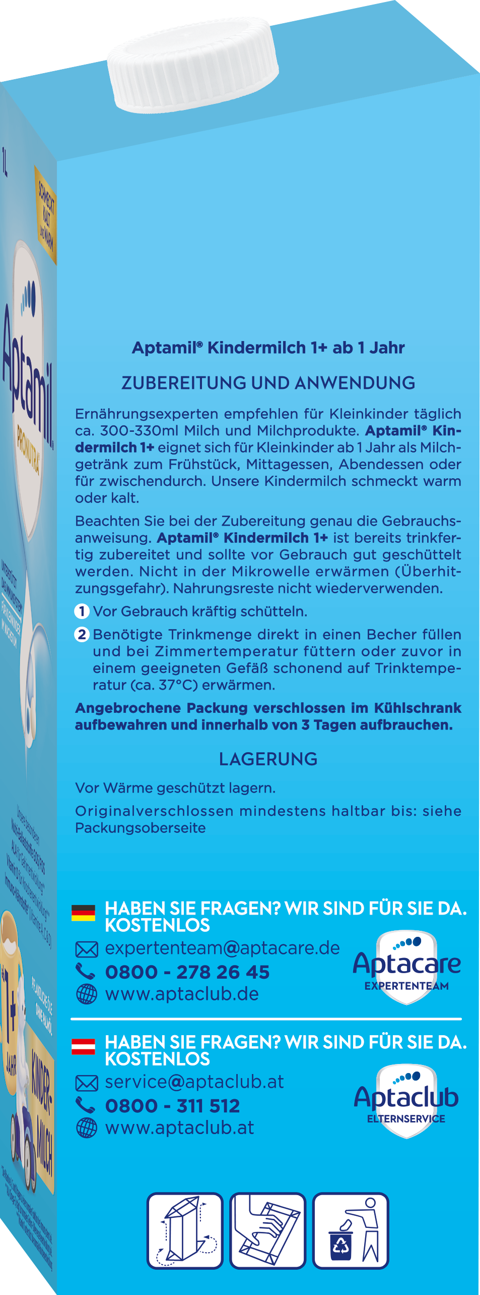 Aptamil At Kindermilch 1+ 1L Tetra Side 0923